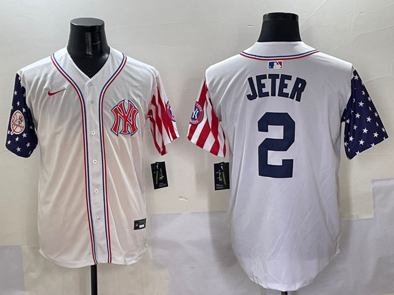 Men 2025  MLB New York Yankees #2 Jeter white jersey style 10->new york yankees->MLB Jersey